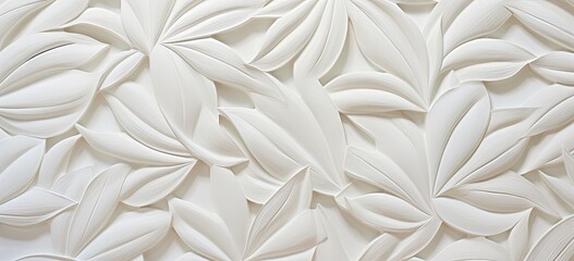 White Leaf Texture Abstract Art - Minimalist Floral Pattern