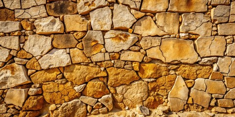 Obraz premium Weathered stone walls with intricate patterns of cracked earth tones, evoking a sense of ancient history and decay, shot in bright, overhead light to emphasize texture and detail.