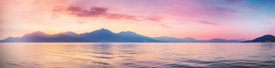 Fototapeta premium Serene Sunset Over Mountain Lake - Breathtaking Landscape Photography