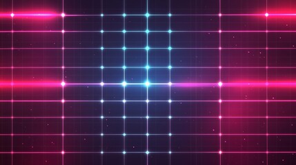 Neon Grid Background with Glowing Lines and Lights