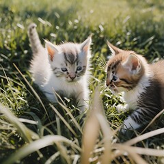 two kittens in the grass