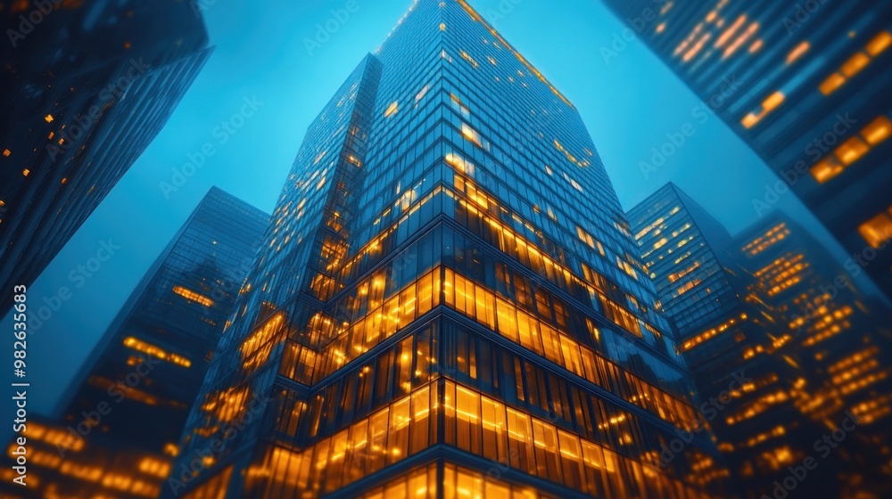 Canvas Prints Illuminated Skyscrapers at Night