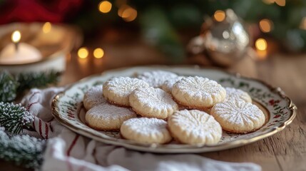 Deliciously decorated cookies arranged on an elegant plate, perfect for festive celebrations and holiday gatherings.