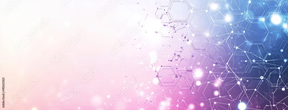Poster abstract background with a hexagonal pattern and dots, a technology concept
