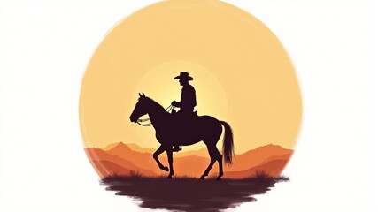 silhouette of a cowboy on a horse in the desert.