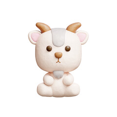 3D cute goat, Cartoon animal character, 3D rendering.