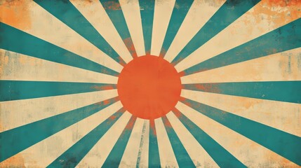 Vintage Sunburst Background with Texture and Color