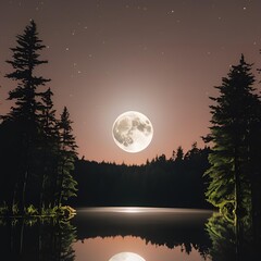 night landscape with moon and trees