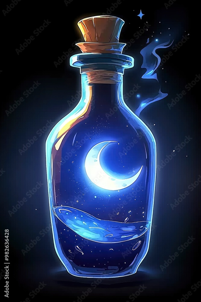 Wall mural Magical Potion Bottle with Moon and Stars