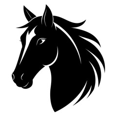 Horse Head logo black silhouette isolated on a white Background