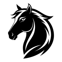 Horse Head logo black silhouette isolated on a white Background
