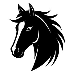 Horse Head logo black silhouette isolated on a white Background