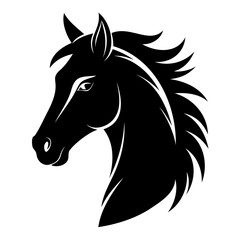 Horse Head logo black silhouette isolated on a white Background