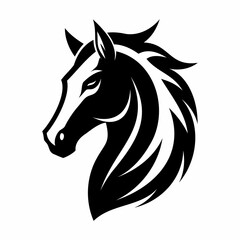 Horse Head logo black silhouette isolated on a white Background