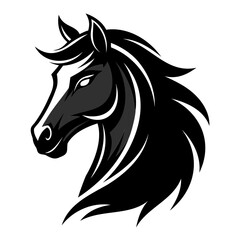Horse Head logo black silhouette isolated on a white Background