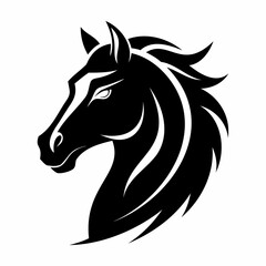 Horse Head logo black silhouette isolated on a white Background