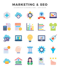 Set of Marketing & Seo Icons. Simple line art style icons pack.for website and mobile site and apps.