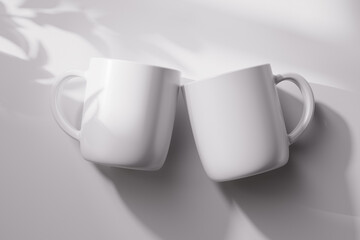 Branded ceramic cups mockup. 3D rendering