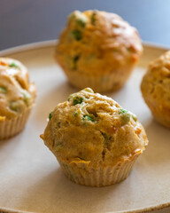 Healthy Delicious Muffin with Pea and Ham Close-Up