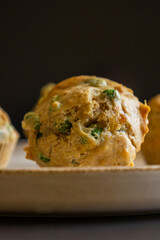 Healthy Delicious Muffin with Pea and Ham Close-Up