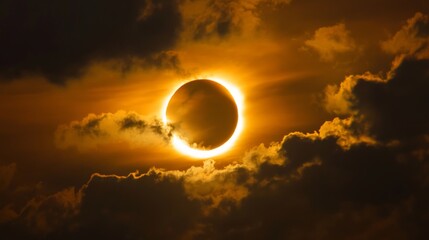 Obraz premium A solar eclipse with the moon passing in front of the sun, creating a ring of light.