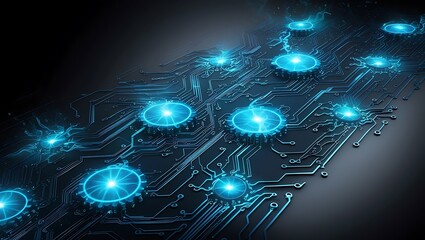 Obraz premium technology of electronic computer hardware on a background of circuit board