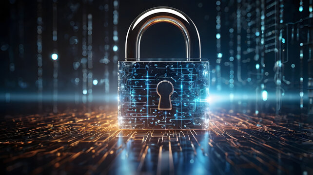 Isolated metal padlock with a white background, symbolizing online security and protection