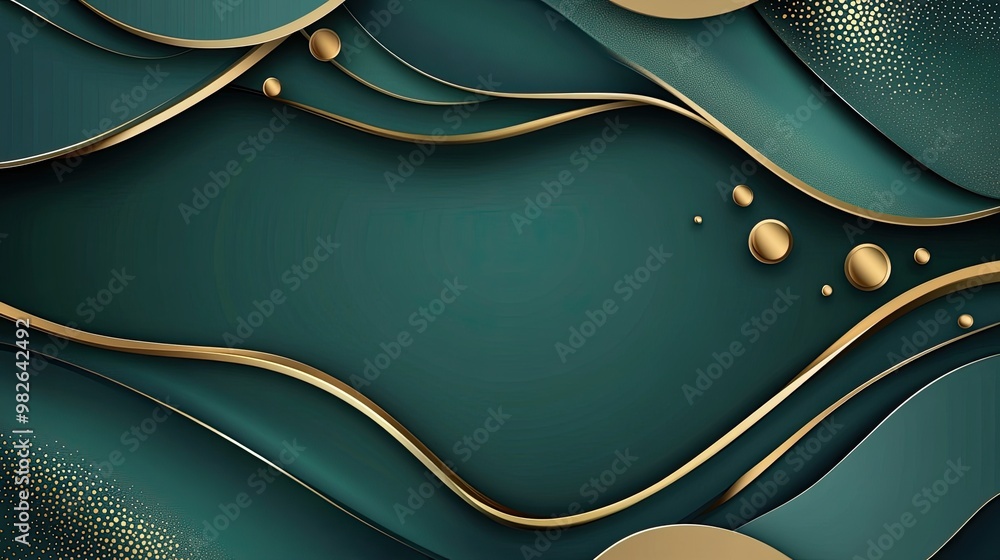 Poster abstract green and gold background. use as a background for a business presentation or as a design e