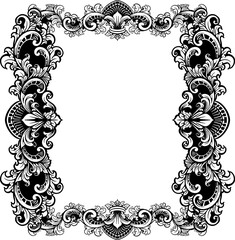 black gold border with intricate ornaments on white background