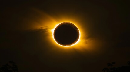 Obraz premium A stunning view of a total solar eclipse, with the sun's corona shining brightly around the moon.