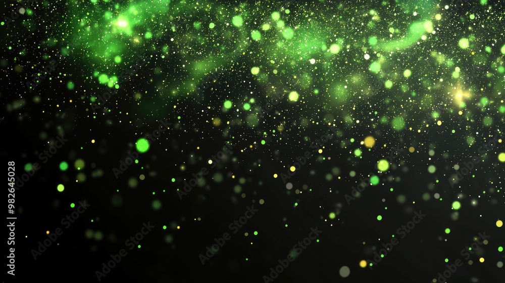 Poster green and yellow bokeh lights. this abstract background is perfect for projects requiring a magical 