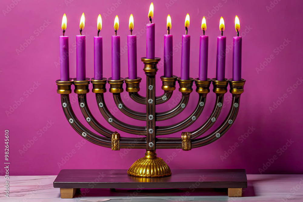 Wall mural hanukkah menorah with candles