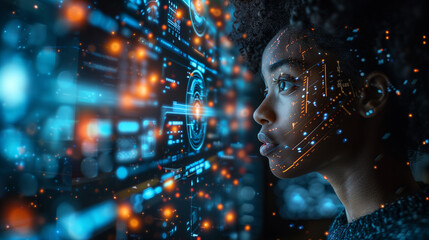 A social media uses the technological interface of the future with screens and additional reality