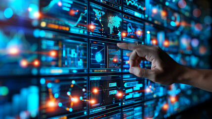 A social media uses the technological interface of the future with screens and additional reality