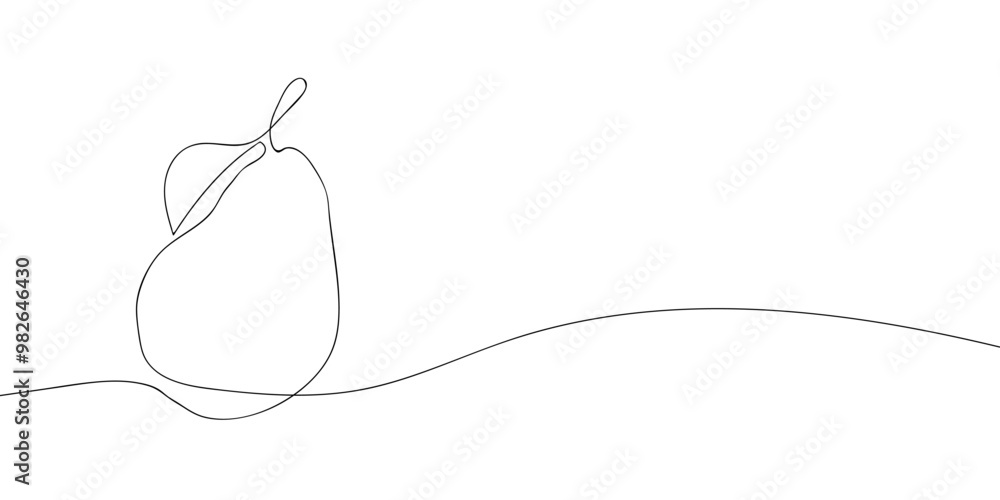 Poster a single line drawing of an pear. continuous line thanksgiving icon. one line icon. vector illustrat