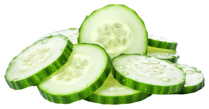 PNG  Fresh cucumber slices on white