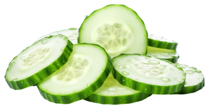 PNG  Fresh cucumber slices on white