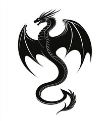 Heraldic white background with black wyvern or dragon.