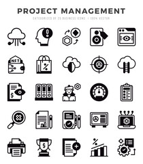 Project Management icons set for website and mobile site and apps.