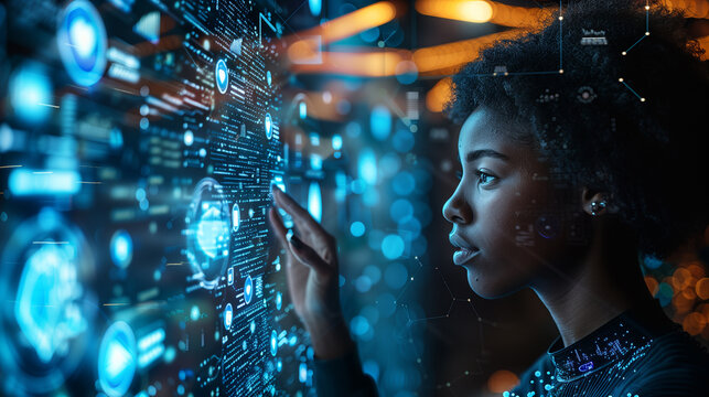 A social media uses the technological interface of the future with screens and additional reality