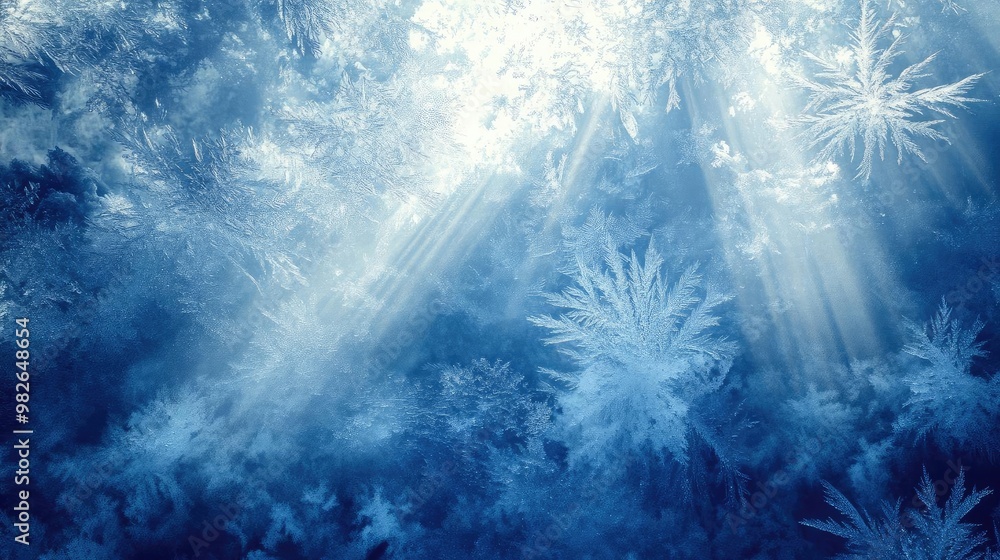 Aufkleber ethereal light shines through intricate frost patterns, creating a serene winter atmosphere filled w