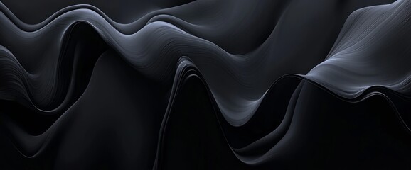 Fototapeta premium Background of black satin liquid. Digital art abstract pattern. Design of abstract liquid metal close-up. Elegant satin texture with a luxurious marble background.