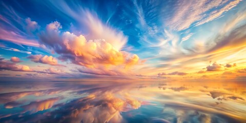 Obraz premium Soft Focus Pastel Landscape a photographer captures a dreamy cloudscape with gentle swirls of color blending together in a gradient of soft pinks blues and yellows 