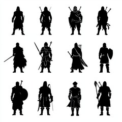 Obraz premium Isolated fantasy warrior silhouette of a knight or fighter in modern attire
