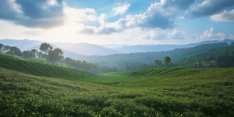 Fototapeta premium Photorealistic Green Hills Landscape Cut Out