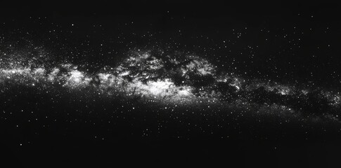 A black and white background with our galaxy in space. Nebula galaxy background with twinkling stars.
