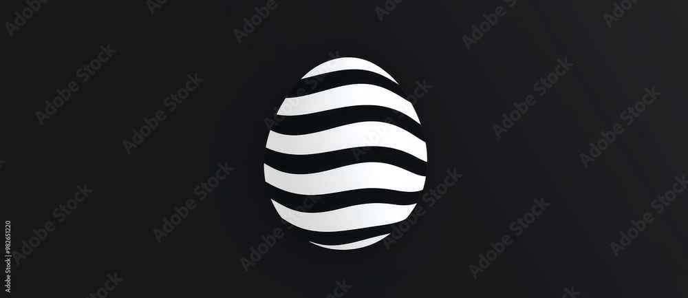 Poster the background has wave lines in circles. a black figure on a white background is accompanied by the