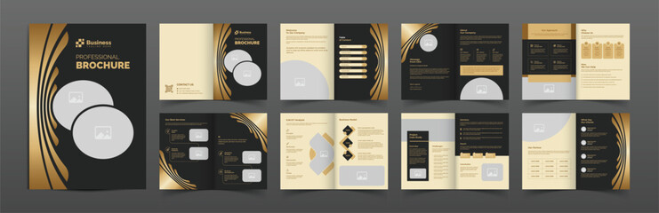 Black and golden color combination corporate company luxury business promotion brochure template layout design