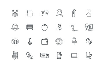 Information technology line icons collection, set of icons for web design, vector illustration