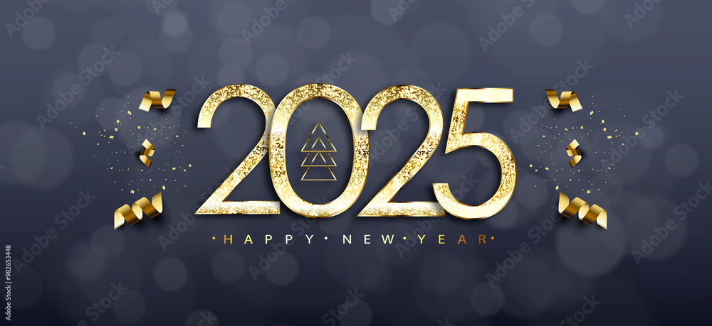 Sticker 2025 happy new year greeting card